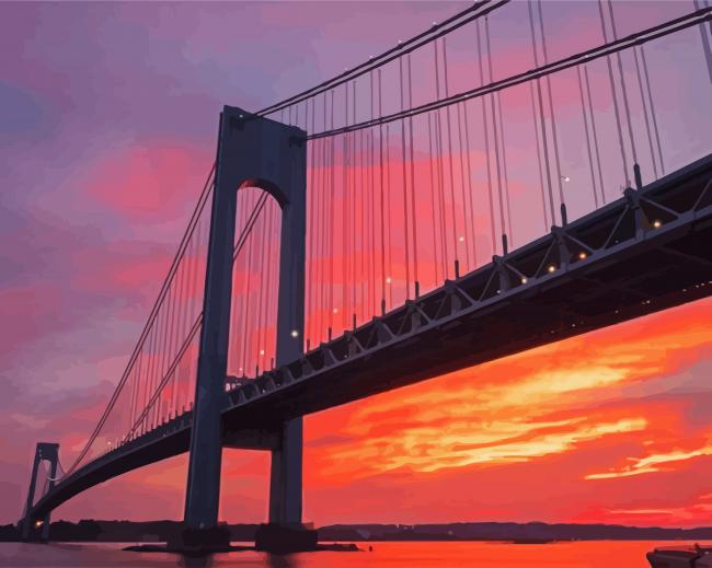 Sunset At Brooklyn Bridge paint by numbers