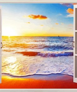 Sunset Seascape Window paint by number
