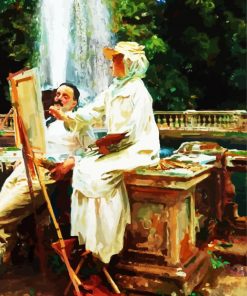 The Fountain Villa Torlonia Frascati Italy By Sargent paint by number