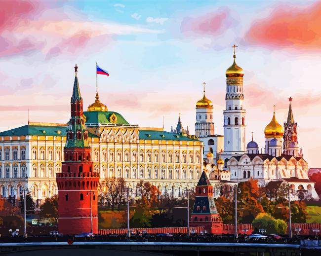 The Moscow Kremlin Russia paint by number