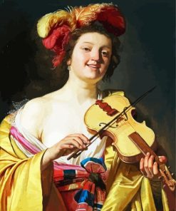 The Violin Player By Gerard Van Honthorst Mauritshuis paint by number