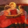 Three Sisters Reading Book paint by numbers