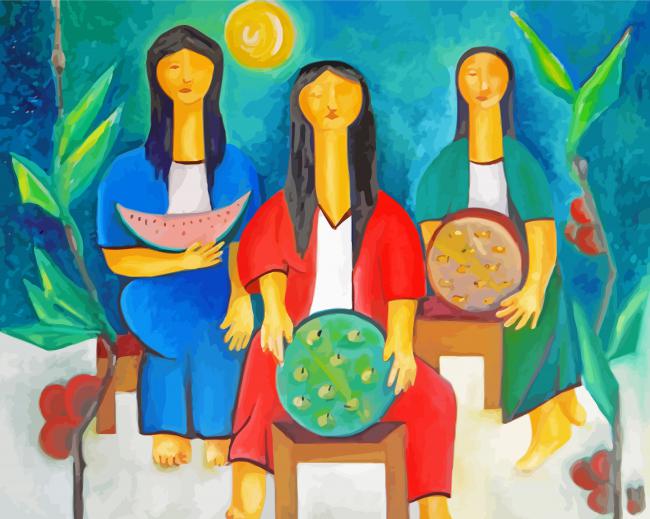 Three Women Vendors paint by number