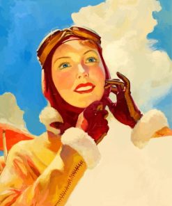Vintage Aviator Girl paint by number
