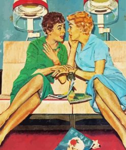 Vintage Women Gossiping paint by numbers
