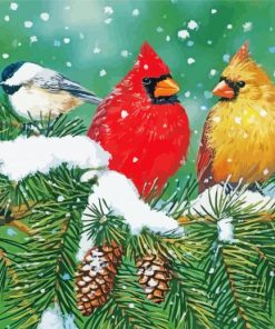 Winter Birds Row paint by number