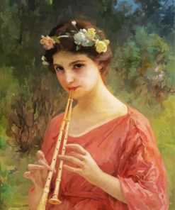 Young Woman Playing Flute paint by numbers