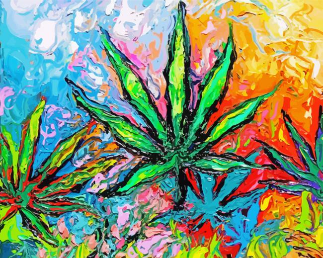 Abstract Marijuana paint by numbers