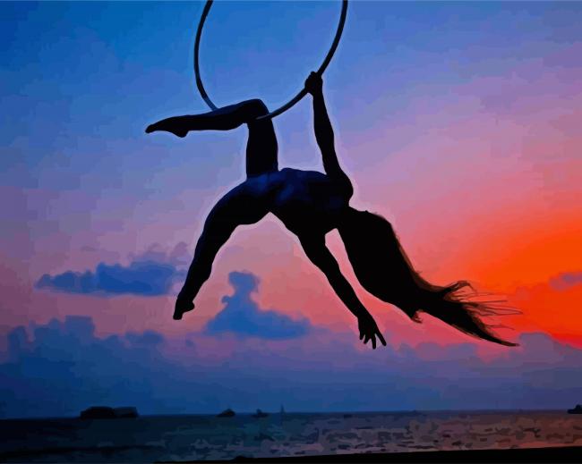 Aerial Silks Silhouette paint by number