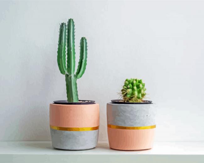 Cactus Pots paint by numbers