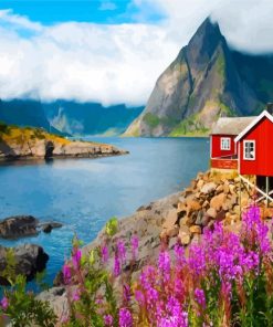 Lofoten Norway Landscape paint by numbers