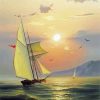 Sail boat In The Sea paint by numbers