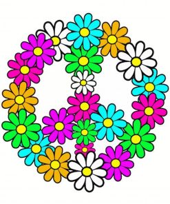 Colorful Flower Peace Sign paint by numbers