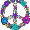 Artistic Floral Peace Sign paint by numbers