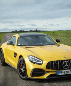 Yellow Mercedes Amg Gt paint by numbers