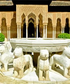 Alhambra Granada Alcazaba Nasrid Palaces Patio Lions paint by number