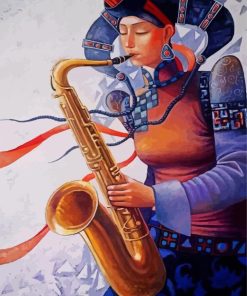 Artistic Saxophone Lady paint by number