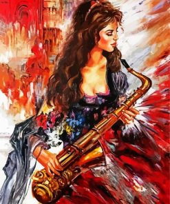 Beautiful Saxophone Player paint by number