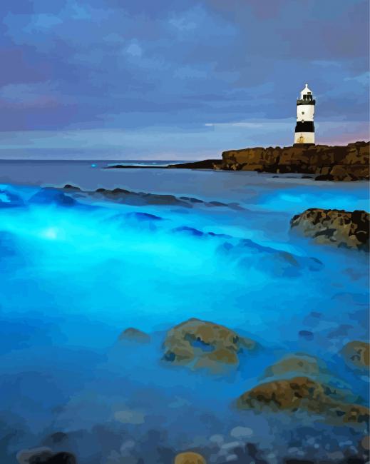 Bioluminescent Waves Anglesey paint by number
