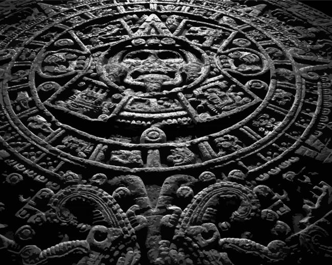 Black And White Mayan Calendar paint by number