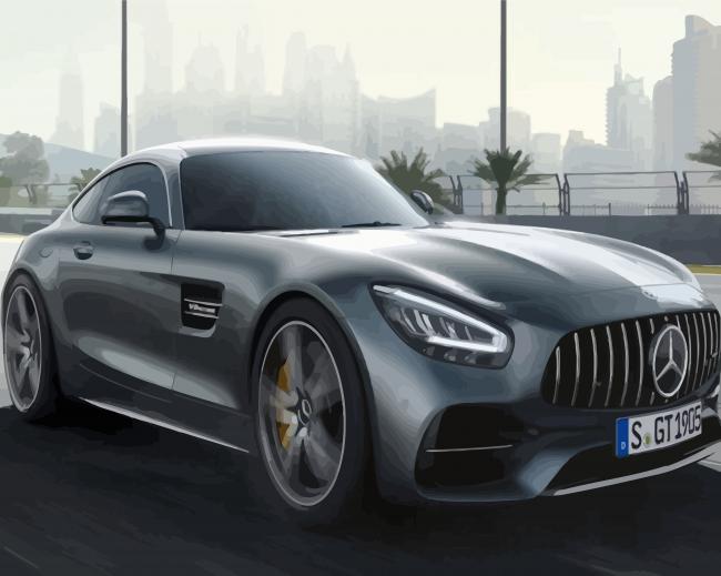Black Mercedes Amg Gt Car paint by numbers