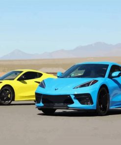 Blue And Yellow Chevrolet Corvette C8 paint by numbers