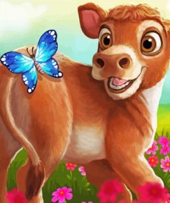 Brown Cow And Butterfly paint by numbers