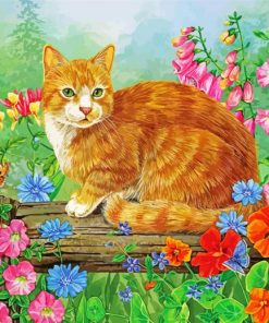 Cat And Flowers paint by numbers