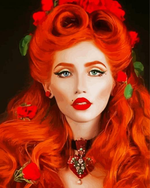 Classy Redhead Lady paint by number