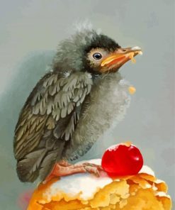 Cute Bird Eating Cacke paint by number