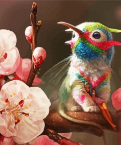 Cute Hummingbird And Flowers paint by numbers