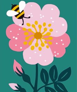 Flower And Bee Illustration paint by numbers