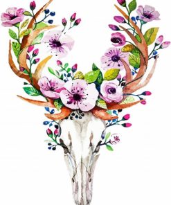 Flower Deer skull paint by numbers