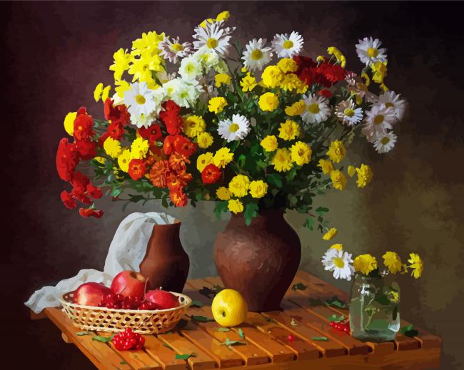 Flowers And Fruit Still Life paint by numbers