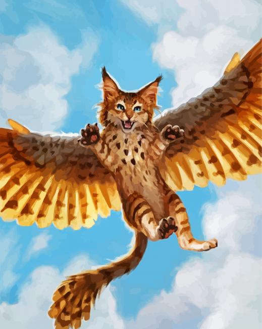 Flying Wild Cat paint by numbers
