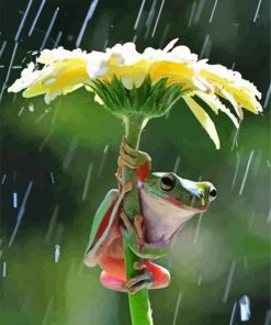 Frog Under Flower Umbrella paint by numbers