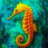 Golden Seahorse paint by number