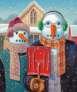 Gothic Snowman Couple paint by number