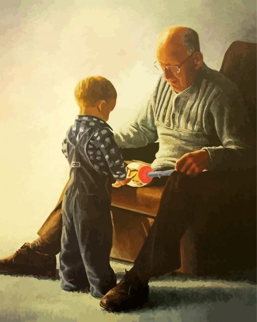 Grandson And Grandpa paint by number