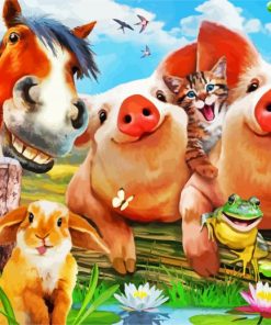 Happy Farm Animals paint by numbers