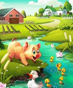 Happy Pig And Chick paint by numbers