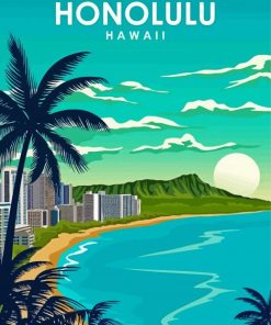 Honolulu Beach Poster paint by numbers