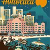 Honolulu Beach Buildings Poster paint by numbers