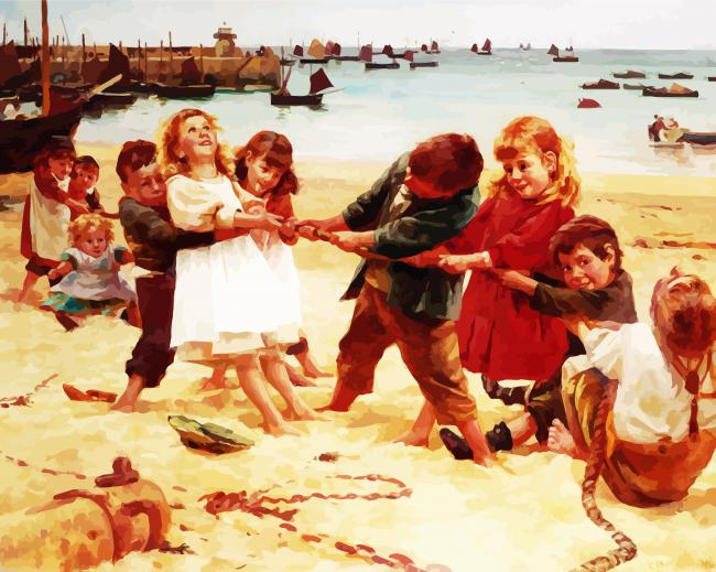 Kids Tug Of War Art paint by numbers