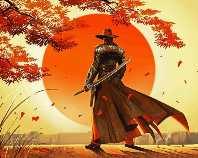 Lonely Samurai Man paint by number