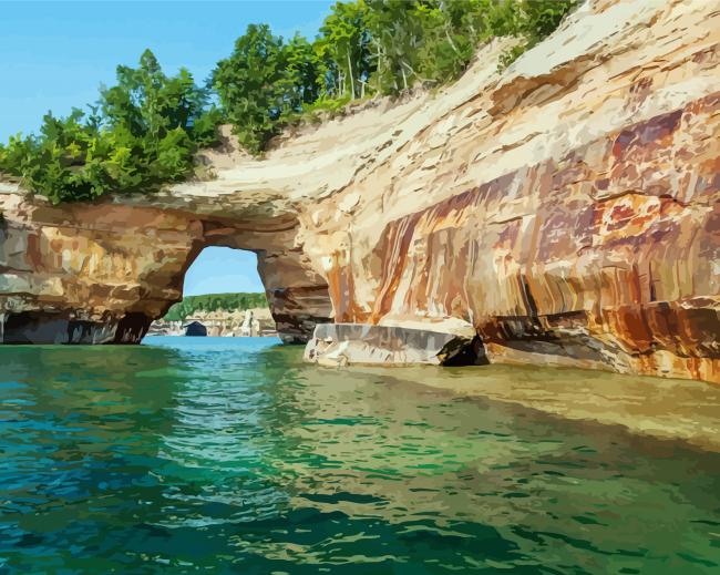 Mackinac Arch Rock Landscape paint by numbers