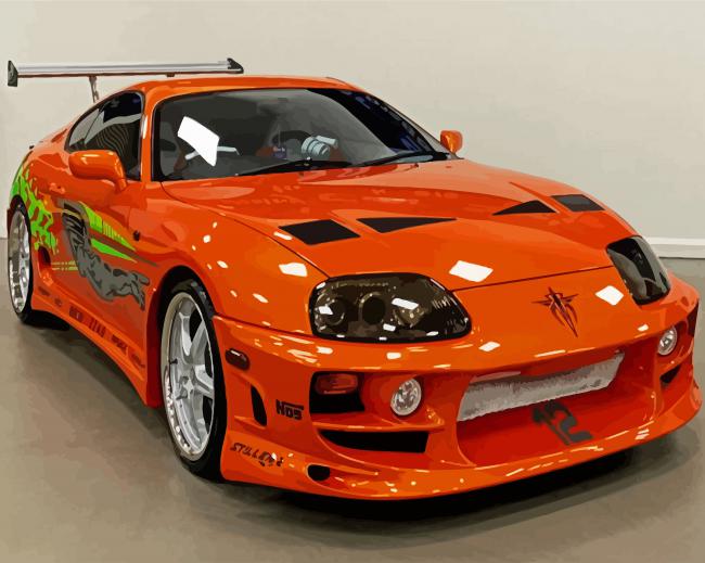 Orange Toyota Supra Mark IV paint by number