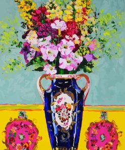 Petunia In A Blue Vase paint by number