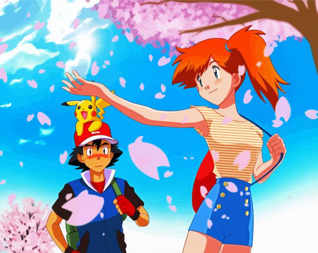 Pokemon Misty And Ash paint by number
