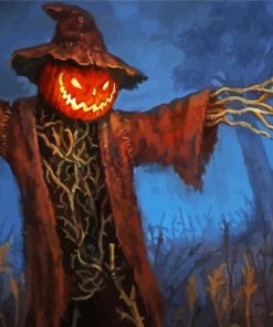 Pumpkin Head Scarecrow paint by number